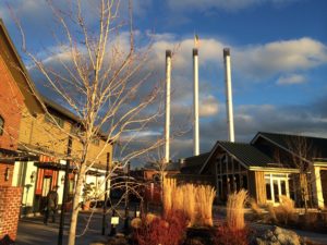 Bend's iconic smoke stacks in the Old Mill District.